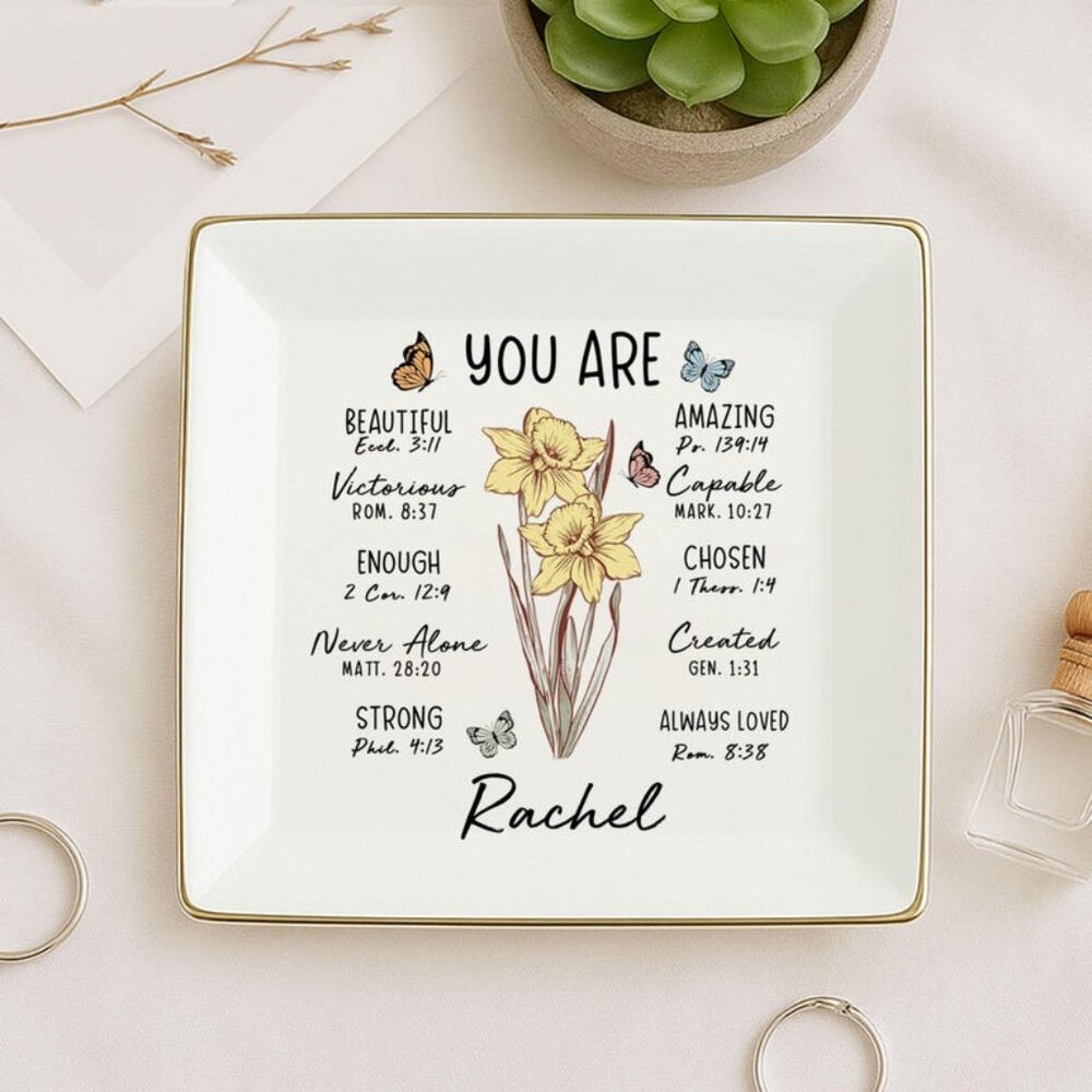 Personalized Bible Verse Jewelry Dish, Custom Bible Verse Ring Dish Gift for Her